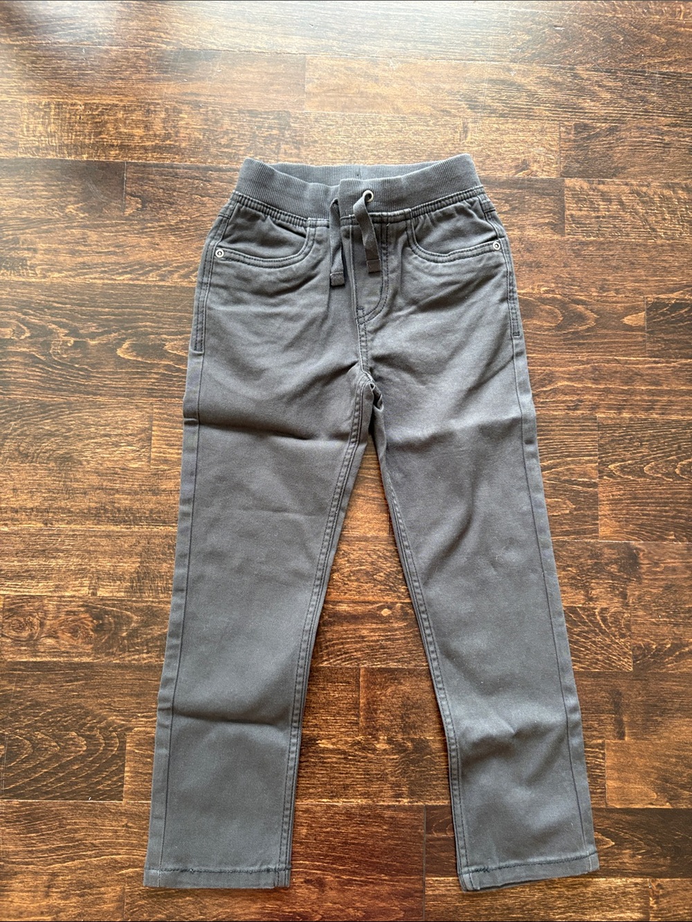 Hanna Andersson Slim Fit Twill Pull-On Pants - Gray sz 6-7